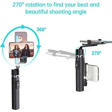 Ambertronix 40” Selfie Stick Tripod Quadrapod, Onboard Light, Wireless Bluetooth Remote, Extendable, Stainless Steel, 3 Light Modes, 9 Brightness Levels, Compatible with All iPhone & Android Devices
