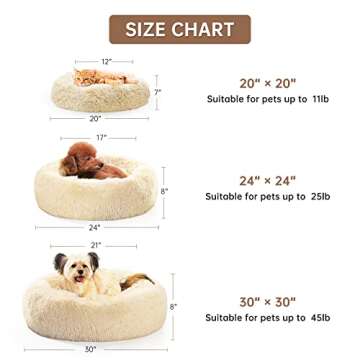 OYANTEN Small Dog Bed Large Cat Bed - Calming Donut kitty bed, Round Pet Beds for Small Medium Cats, Soft Fluffy Warm and Cozy to Improved Sleep, Machine Washable(20in, Champagne)