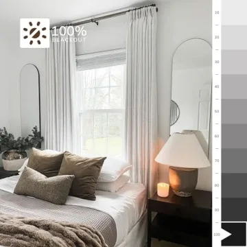TWOPAGES 52x84 Pinch Pleat Faux Linen Blackout Curtains