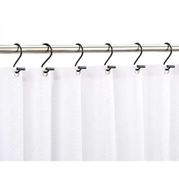 CHICTIE Black Shower Curtain Hooks Rings, Decorative for Bathroom Shower Rods, Set of 12 Premium Rust-Resistant Metal Hooks Hangers T Shaped Design