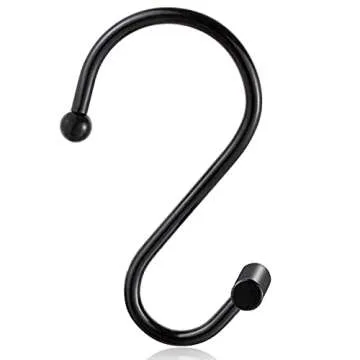 CHICTIE Black Shower Curtain Hooks Rings, Decorative for Bathroom Shower Rods, Set of 12 Premium Rust-Resistant Metal Hooks Hangers T Shaped Design