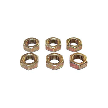 QS Components 3/8-24 Steel Left Hand Jam Nut, Gold Zinc Plated (6-Pack)