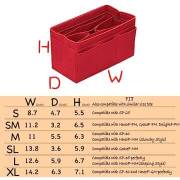 DailyPlus Purse Organizer Insert Felt Bag Organizer Handbag Organizer Insert Bag In Bag Organizer fo...