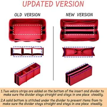 DailyPlus Purse Organizer Insert Felt Bag Organizer Handbag Organizer Insert Bag In Bag Organizer for Tote Purse Bag 14 Pockets Red Small