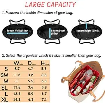 DailyPlus Purse Organizer Insert Felt Bag Organizer Handbag Organizer Insert Bag In Bag Organizer for Tote Purse Bag 14 Pockets Red Small