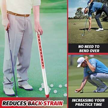 Golf Ball Retriever Professional Picker Golf Ball Shag Tube Plastic Release Retrievers Collector Practice Pick-up Sucker Tool, 35.4 Inch (Red)