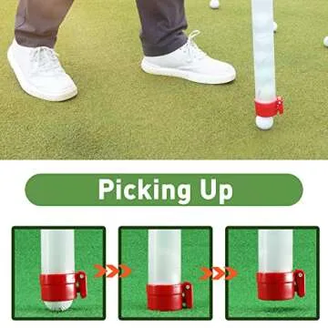 Golf Ball Retriever Professional Picker Golf Ball Shag Tube Plastic Release Retrievers Collector Practice Pick-up Sucker Tool, 35.4 Inch (Red)