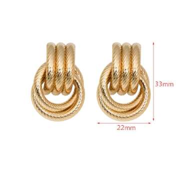 LKingel Gold Earrings for Women Trendy Chunky Gold Hoop Earrings Statement Earrings Hollow Tube Earrings Long Link Dangle Earrings Gold Stud Earrings Prom Earrings Trendy for Women