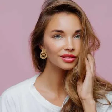 LKingel Gold Earrings for Women Trendy Chunky Gold Hoop Earrings Statement Earrings Hollow Tube Earrings Long Link Dangle Earrings Gold Stud Earrings Prom Earrings Trendy for Women