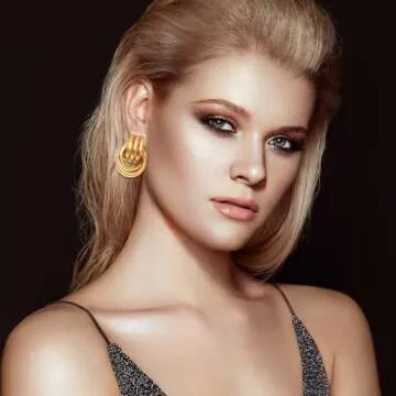 LKingel Gold Earrings for Women Trendy Chunky Gold Hoop Earrings Statement Earrings Hollow Tube Earrings Long Link Dangle Earrings Gold Stud Earrings Prom Earrings Trendy for Women