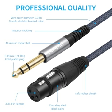 HUALEU 1/4 TRS to XLR Female Cable - 3 Feet