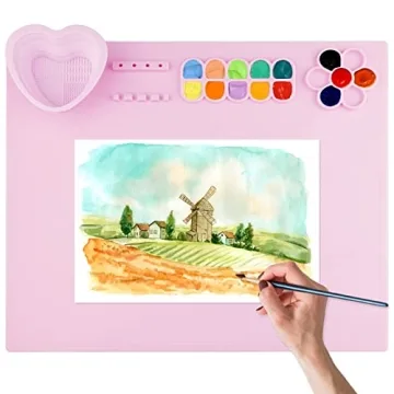 Silicone Painting Mat for Crafts Kids: Silicone Painting Station Pad with Cup and Paint Brush Holder...