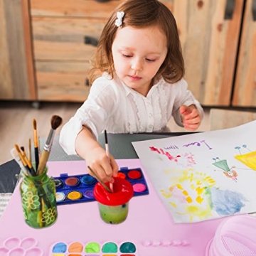 Silicone Craft Mat for Kids with Brush Holder and Palette