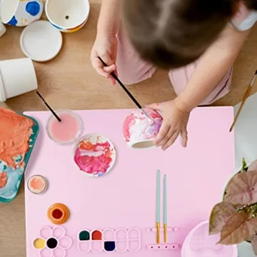 Silicone Craft Mat for Kids with Brush Holder and Palette