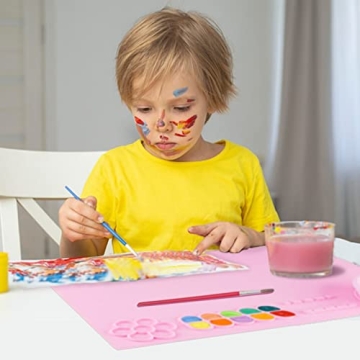 Silicone Craft Mat for Kids with Brush Holder and Palette