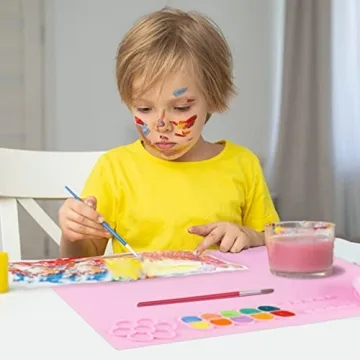 Silicone Craft Mat for Kids with Brush Holder and Palette