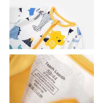 Teach Leanbh Unisex Baby Cotton Pajamas with Mittens and Feet Cuffs 2 Way Zipper Long Sleeve Romper ...