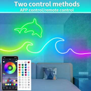 Vimeepro 50Ft LED Neon Rope Lights - Music Sync & Waterproof Indoor/Outdoor