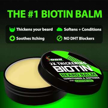 2X Thickening BIOTIN Beard Balm For Men & Mustache Wax for Beard Growth • Organic Beard Conditione...