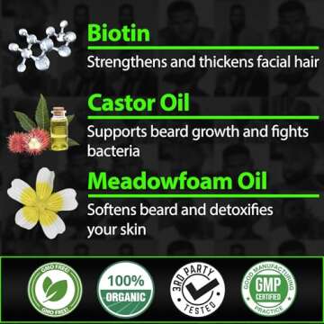 2X Thickening BIOTIN Beard Balm For Men & Mustache Wax for Beard Growth • Organic Beard Conditioner for Men & Beard Softener for Men • Beard Moisturizer for Men • Castor Oil Beard Wax for Men • USA