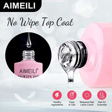 AIMEILI No Wipe Top Coat Soak Off U V LED Gel Nail Polish