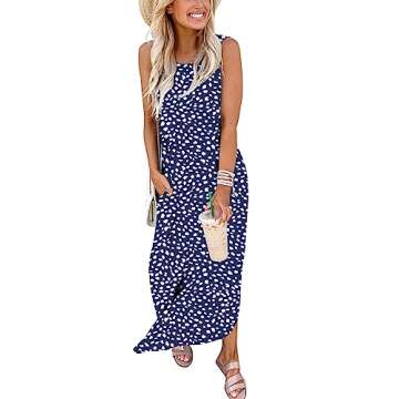 ANRABESS Women Casual Loose Sundress Sleeveless Split Maxi Long Beach Shirt Dress Travel Vacation 2025 Summer Outfits Floral Print Medium