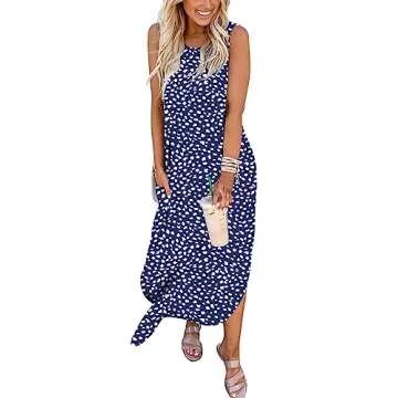 ANRABESS Women Casual Loose Sundress Sleeveless Split Maxi Long Beach Shirt Dress Travel Vacation 2025 Summer Outfits Floral Print Medium