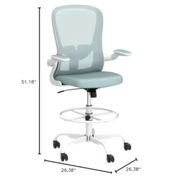 Drafting Chair, Tall Office Chair with Flip-up Armrests Executive Ergonomic Computer Standing Desk C...