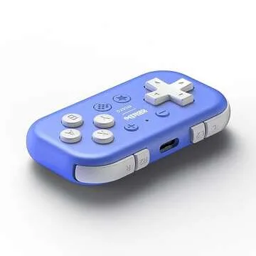 Nargos 8BitDo Micro Bluetooth Key Chain Sized Mini Controller for Nitendo Switch, Windows, Android and macOS (Micro- Blue)