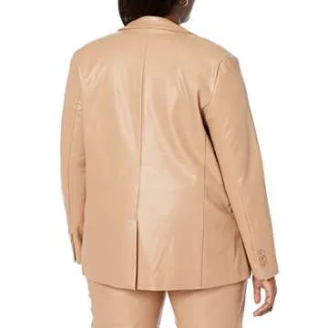The Drop Anouk Blazer in Camel - Chic Faux Leather