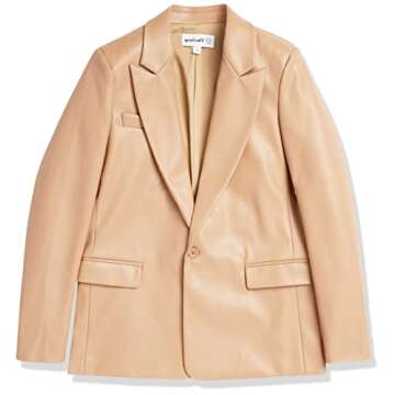 The Drop Anouk Blazer in Camel - Chic Faux Leather