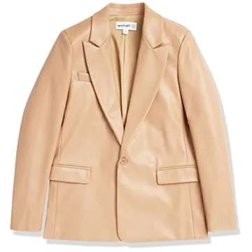 The Drop Anouk Blazer in Camel - Chic Faux Leather