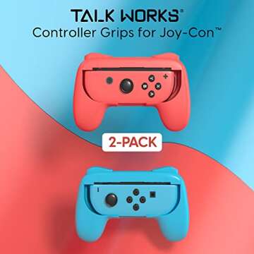 TALK WORKS Comfort Grips for Nintendo Switch Joy-Con - Secure Fit Gaming Controller Grips, Gamer Acc...