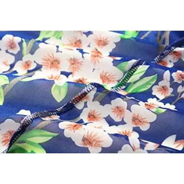 olrain Women's Floral Print Sheer Chiffon Kimono Cardigan