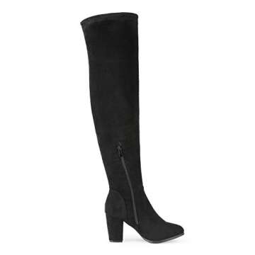 DREAM PAIRS Women's Highleg Thigh High Over The Knee Fashion Boots Block Mid Heel Long Sexy Faux Fur...