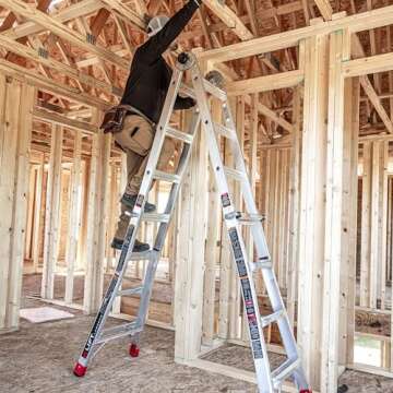 18-Foot Aluminum Step Ladder - 5-in-1 Multi-Use Design