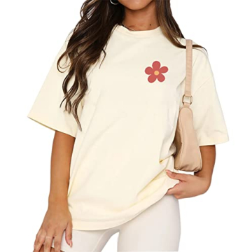 Cioatin Women’s Y2K Oversize Tee - Chic Floral Graphic Tee
