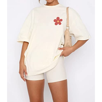 Cioatin Women’s Y2K Oversize Tee - Chic Floral Graphic Tee