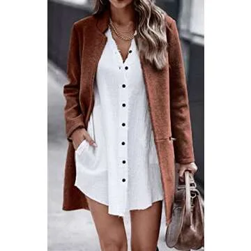 Angashion Women's Cardigan Coat - Stylish Open Front Cozy Outerwear