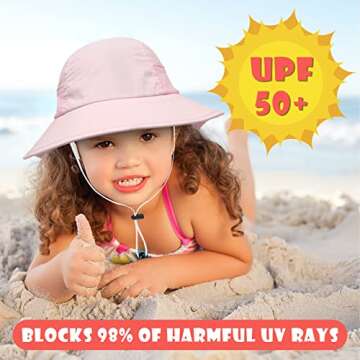 2-Pack Toddler Baby Sun Hat Summer UPF 50+ Protection for Boys Girls Kids Adjustable Beach Hats with...