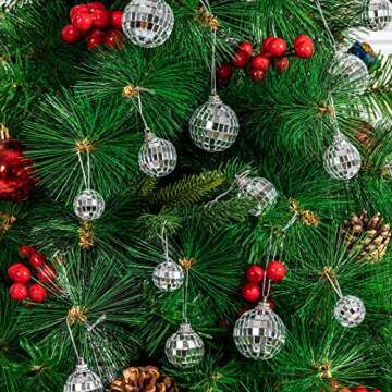 36 Pieces Mirror Disco 4D Ball Silver Hanging Disco 4D Ball Small Party Mirror Balls Cool Reflective Decor Christmas Tree Ornaments for Wedding Party Dance Music Festival, 3 Sizes