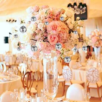 36 Pieces Mirror Disco 4D Ball Silver Hanging Disco 4D Ball Small Party Mirror Balls Cool Reflective Decor Christmas Tree Ornaments for Wedding Party Dance Music Festival, 3 Sizes