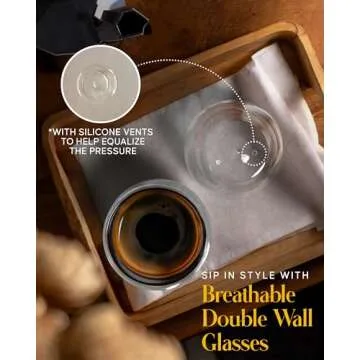 Kitchables Double Walled Glass Coffee Mugs Set of 2,12oz - Insulated Clear Coffee Mug for Cappuccino, Latte, Tea, Espresso - Latte cup - Tazas Para Cafe