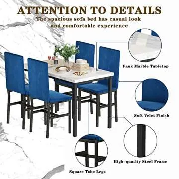 Stylish Hooseng Dining Table Set for 4 - Space Saving