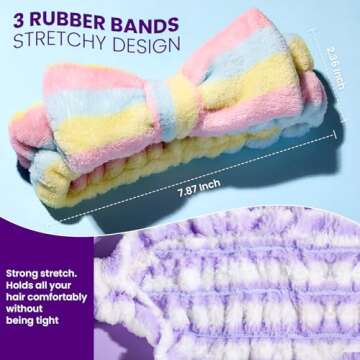 YGDZ Spa Headband, Spa Gifts for Women, Skincare Headband for Washing Face, Makeup Headband, Bow Headbands for Skincare, Face Wash Head Band Set for Teen Girl, Christmas Gifts (Striped)