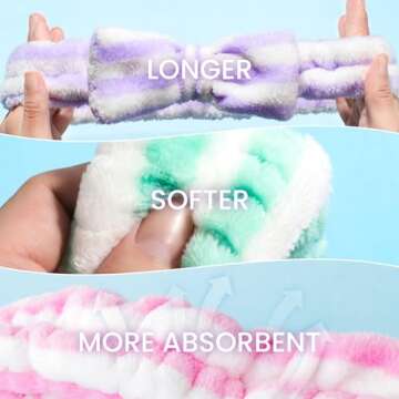 YGDZ Spa Headband, Spa Gifts for Women, Skincare Headband for Washing Face, Makeup Headband, Bow Headbands for Skincare, Face Wash Head Band Set for Teen Girl, Christmas Gifts (Striped)