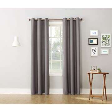 No. 918 Montego Casual Textured Grommet Curtain Panel, 48" x 108", Nickel Gray