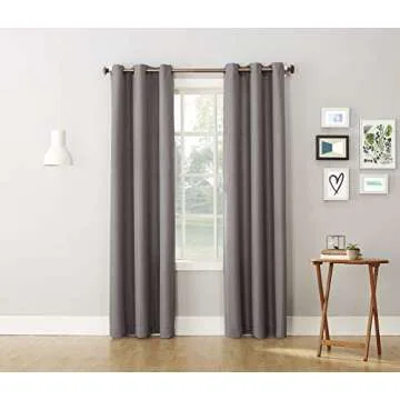 No. 918 Montego Casual Textured Grommet Curtain Panel, 48" x 108", Nickel Gray