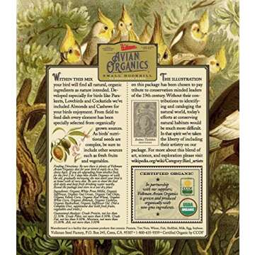 Volkman Avian Organics USDA Certified Organic and Non GMO Bird Food Seeds for Cockatiels Lovebirds P...