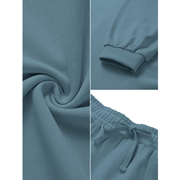 MEROKEETY Women's 2024 Fall Oversized Batwing Sleeve Lounge Sets Casual Top and Shorts 2 Piece Outfits Sweatsuit Blue